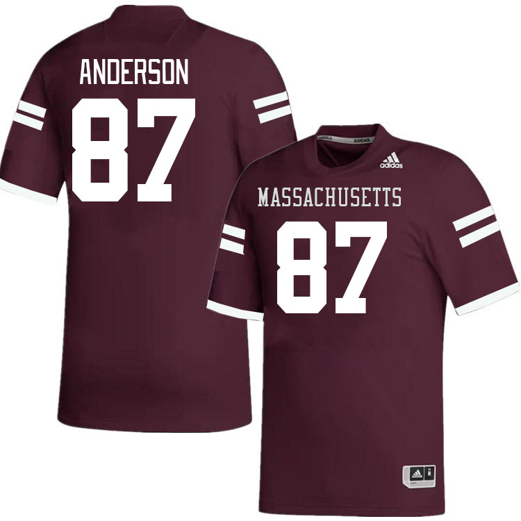 Massachusetts Minutemen #87 Owen Anderson College Football Jerseys Stitched-Maroon